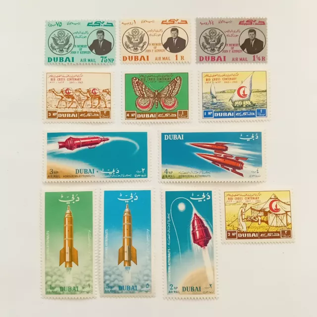 Dubai 1963-1964 stamps unused lot vintage stamp collection new JFK Kennedy