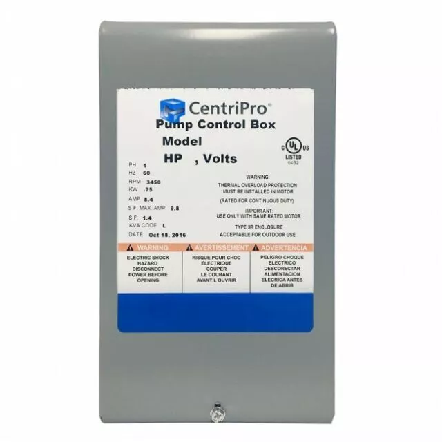 Goulds CentriPro Simplex Quick 1/2HP 230V 1-Phase Disconnect Control Box...