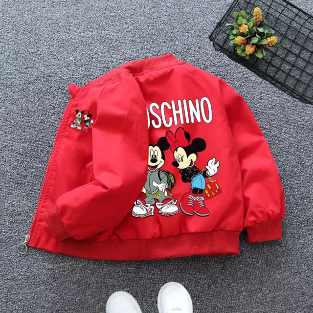 Mickey & Minnie Otoño Niños Niñas Uniforme de Béisbol Top Chaqueta Rompevientos 3