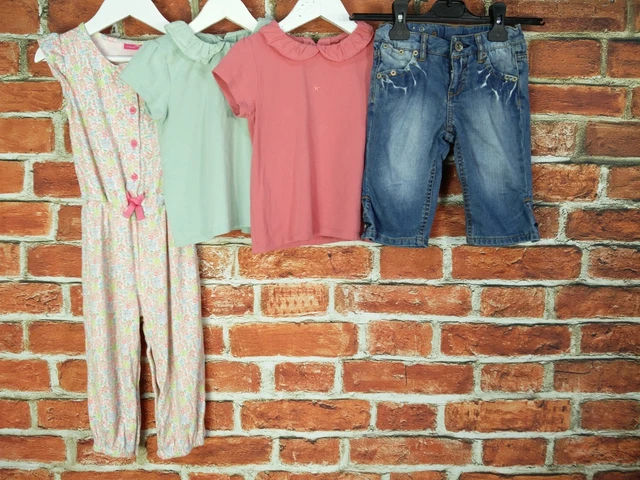 T-Shirt Tuta Floreale Bambina Età 3-4 Anni Next Zara Pantaloncini Denim 104Cm