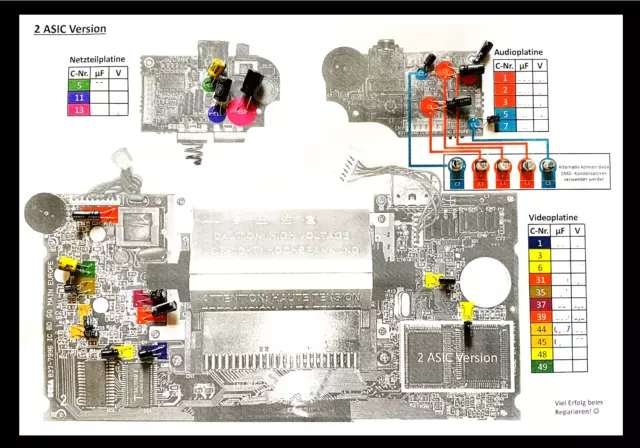 Kondensatoren Kit für defekten Sega Game Gear auf Vorlage (Set)