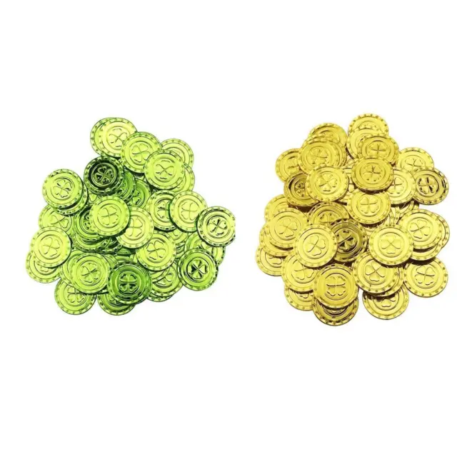 100 pièces de monnaie trèfle à quatre feuilles, fausses pièces de monnaie