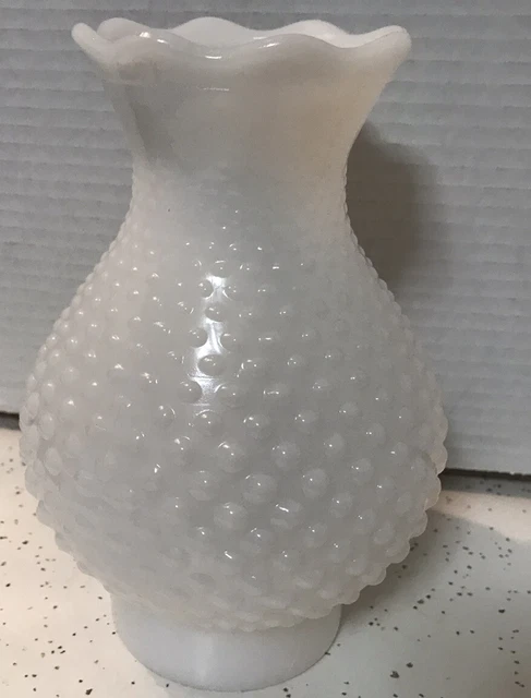 Vtg 7" White Milk Glass Hobnail Hurricane Chimney Oil Lamp Shade Replacement
