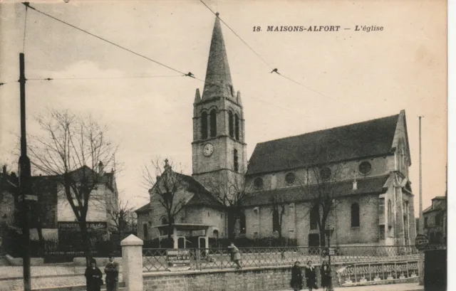 Antique postcard VAL-DE-MARNE MAISONS-ALFORT 18 the church