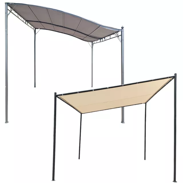 Pavillon 3x3-3x2,5 Pergola Métal Protection Solaire Terrasse Toit Pliant