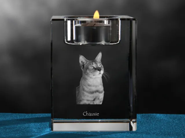 Chausie, Kristall-Kerzenleuchter Avec Chat, Crystal Animals
