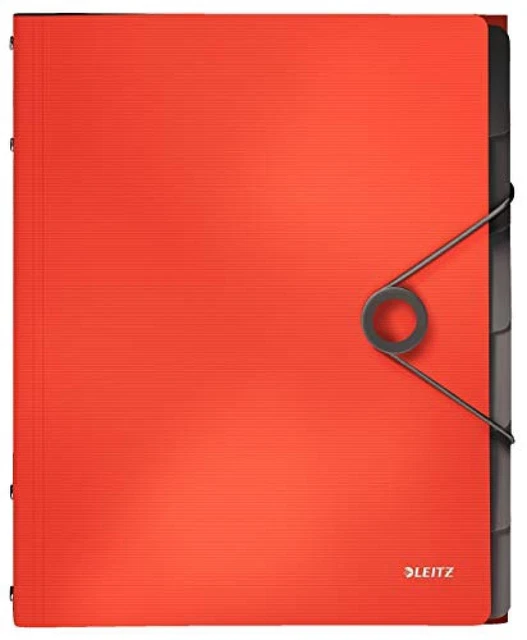 (TG. 6 Scomparti) Leitz Solid, cartellina portadocumenti PP A4 6 Scomparti rosso