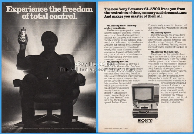 1980 Sony Sl-5800 Betamax Video Cassette Recorder Beta Kv-1945R Color TV Ad