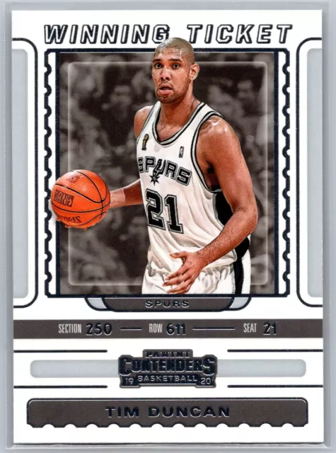 2019 Panini Contenders Winning Ticket #23 Tim Duncan San Antonio Spurs HOF