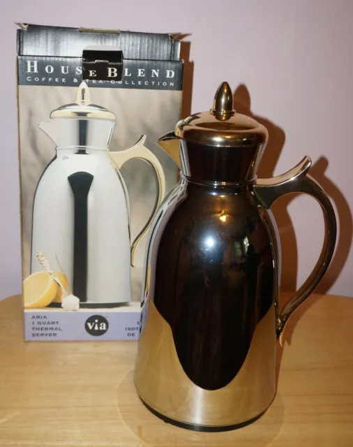 House Blend 1 Quart Thermal Server Coffee & Tea Collection - Silver & Gold
