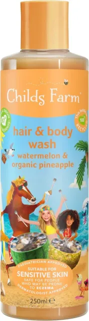 Childs Farm | Kids Hair & Body Wash 250ml | Watermelon & Organic Pineapple | Ge