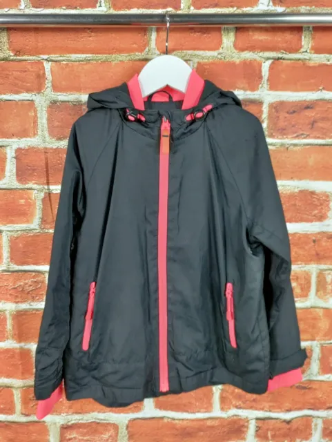 Girls M&S Lightweight Coat Age 8-9 Years Black Lined Windbreaker Jacket 134Cm