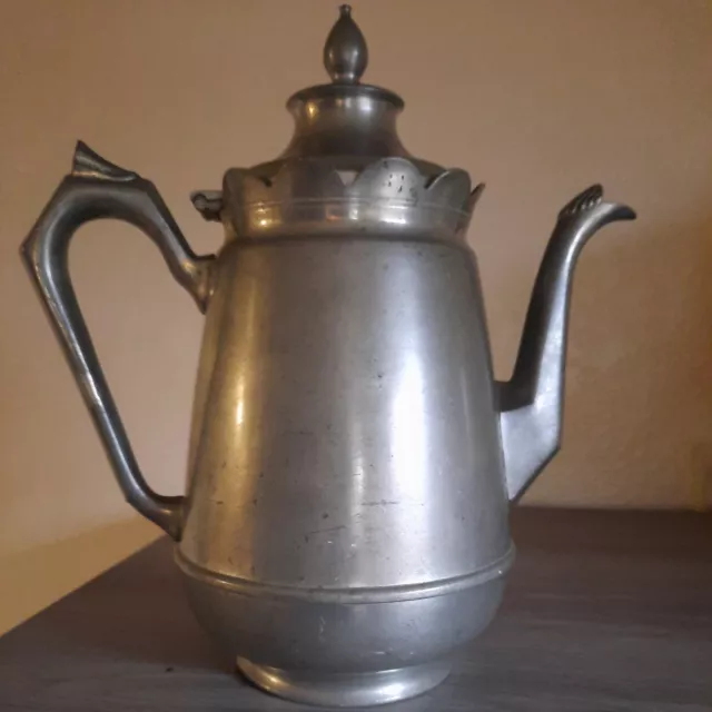 Early Antique Pewter American Scalloped Teapot Dunham & Sons Portland Maine