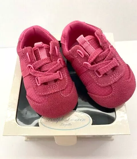 Ralph Lauren Layette sz 2, infant baby girl 3-6 months pink tennis shoes