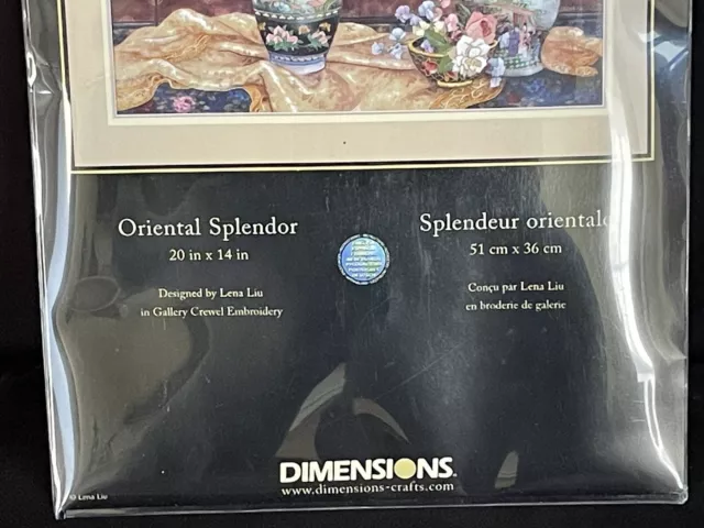 Dimensions Oriental Splendor Bordado Crewel Kit Lena Liu 50.8x35.6cm Sellado Nip 3