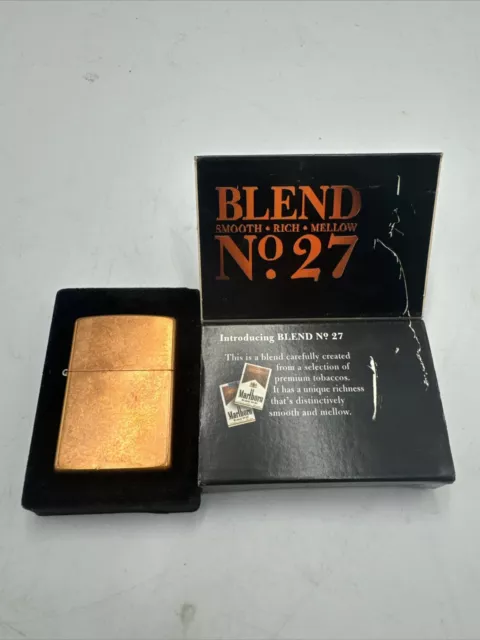 2003 Marlboro No 27 Copper Zippo Lighter Nice Condition W/ Box