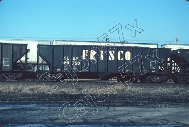 Original Slide- SLSF Frisco Coal Hopper #88750 At Eola, IL. 1/90