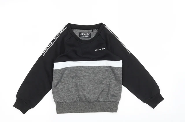 Felpa pullover McKenzie per ragazzo nera 100% poliestere taglia 4-5 anni