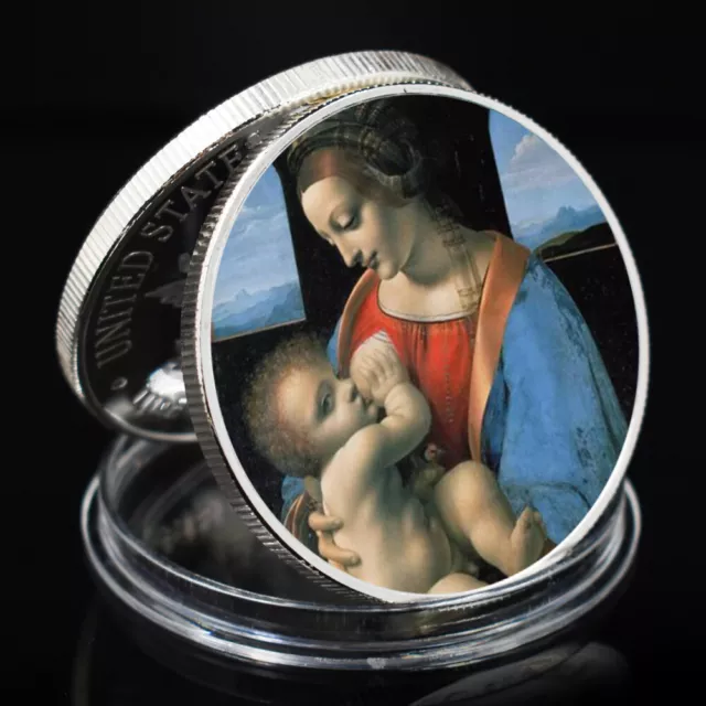 The Virgin with Baby Silver Coin Leonardo Da Vinci Renaissance Challenge Medal