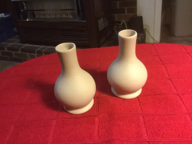 Pigeon Forge Pottery Pair Matte Beige 3.5” Vases