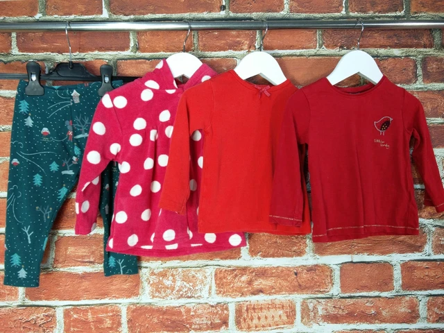 Baby Girls Bundle Age 12-18 Months M&S Next Fleece Jumper Top Leggings Set 86Cm