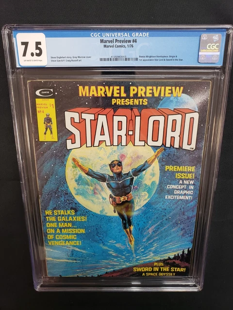 Marvel Preview #4 Origin & 1st Appearance of Star-Lord Marvel 1976 GOTG CGC 7.5