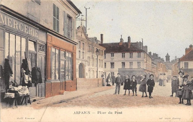 Cpa 91 Arpajon Place Du Pont