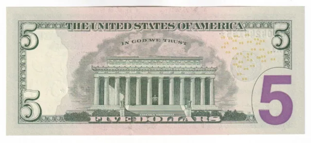 USA 5 Dollars Star Replacement Banknote (Series 2009) P.531 - UNC 3