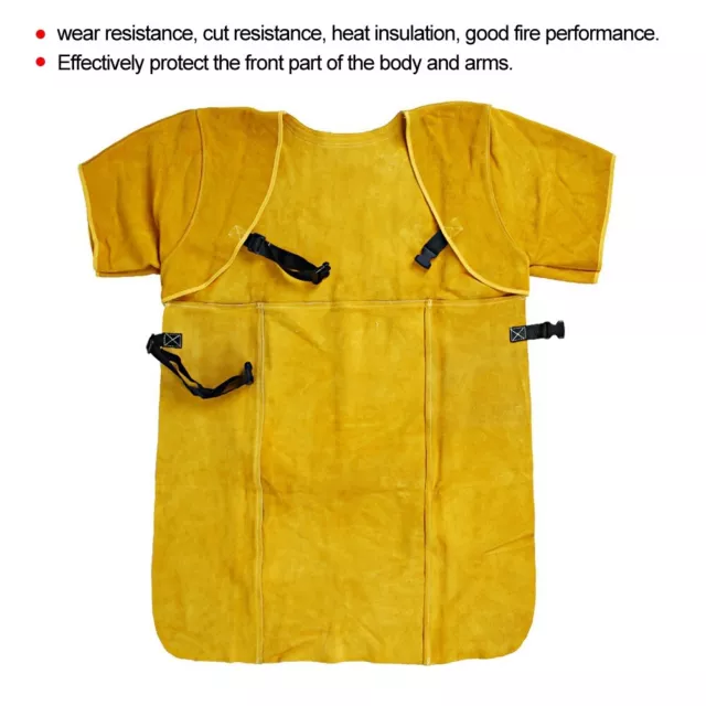 Cow Split Leather Heat Fire Retardant Welding Apron Jacket Open Back Golden( HOM