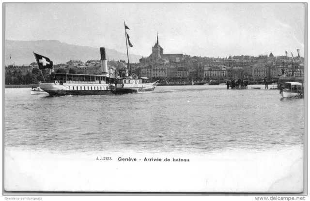 SUISSE - GENEVE - arrivee de bateau