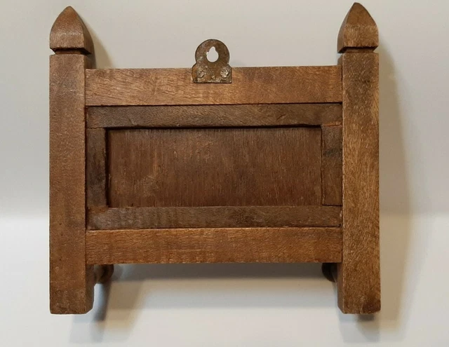 Victorian tile wood dog leash coat hat hooks holder rose flower antique 2