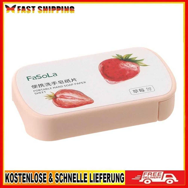 Jabón desechable para cuidado de manos fácil de usar 50 piezas/caja suministros de viaje para baño (fresa)