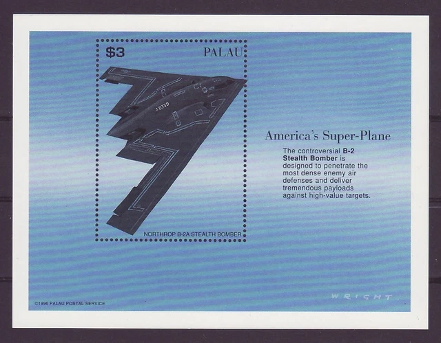 Palau Block Flugzeug B-2 Stealth Bomber postfrisch ** MNH H297