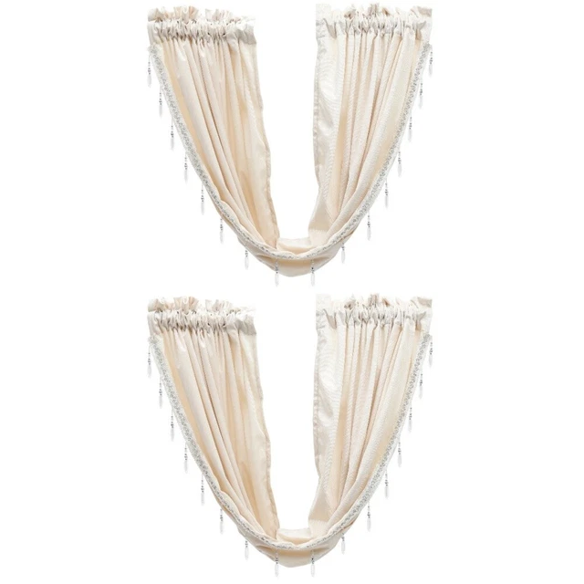 2x Asta Metà Tenda Tenda cucina Tenda nappa Oscuramento Termico Isolato Finestra