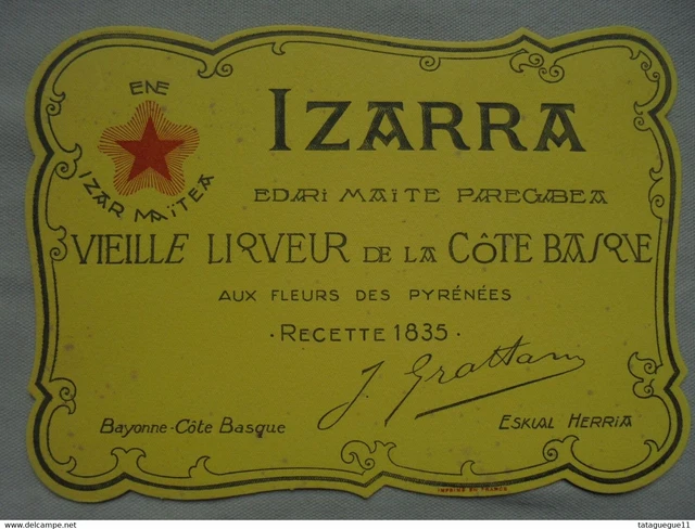 Ancien - Buvard publicitaire "IZARRA Vieille Liqueur de la Côte Basque"