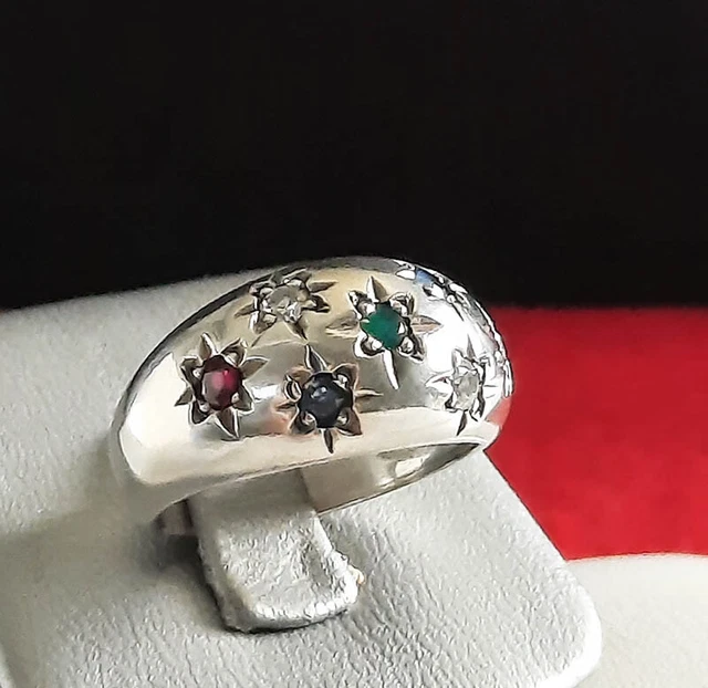 Bague Ancienne En Argent 925 Massif - Sertie De Tanzanite Violette - Taille 56 - Bijou De Créateur Occasion