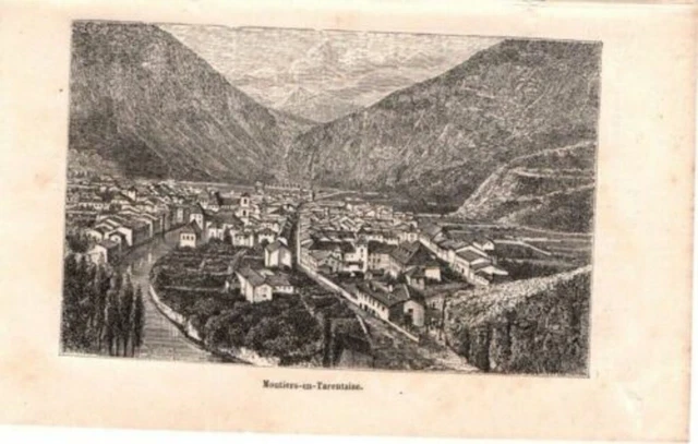 GRAVURE SUR BOIS 19ème MOUTIERS EN TARENTAISE
