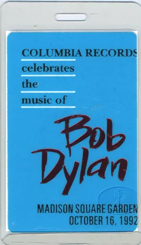 BOB DYLAN 1992 Tribute Laminated Backstage Pass Tom Petty Eric Clapton