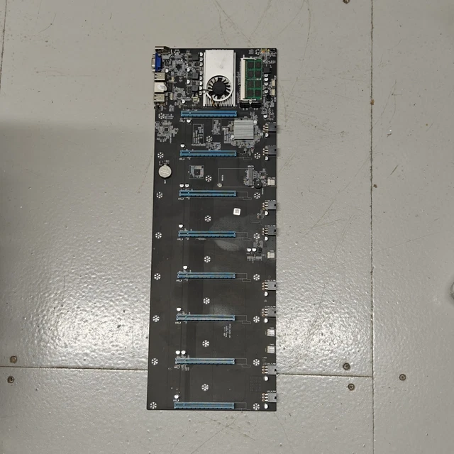 BTC-S37 V1.1 RISERLESS Motherboard 8xGPU. Celeron CPU 8GB DDR3 Crypto ...