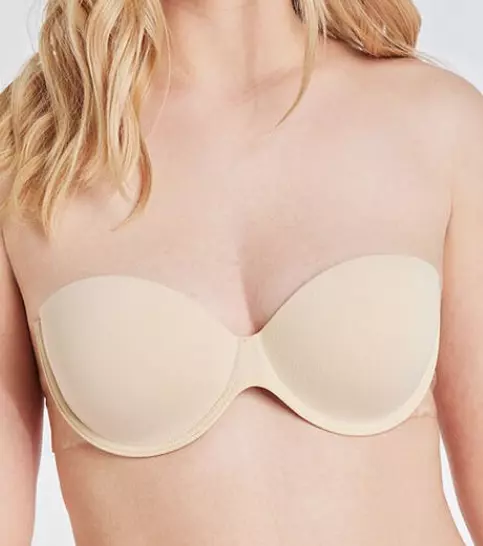 EX M&S STRAPLESS Stick On Bra Padded Wired Balcony Winged Backless