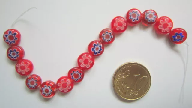 Perlas círculo cristal milflores 8 mm X 15 UNIDADES gama rojo azul abalorios