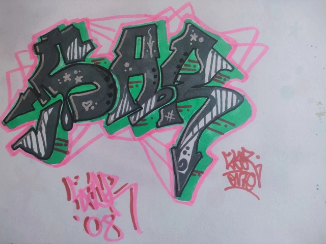 Dessin Original Graffiti SAR Sketch 21x28cm - Signé, Markers, Hommage Aux Légendes