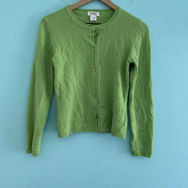 Barneys New York WOMENS Vintage Long Sleeve Cashmere Sweater Cardigan Green S