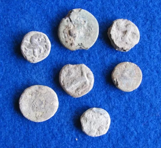 RARE/SCARCE Lot of 7 Roman Lead Tessera tokens 2nd - 3rd Century AD