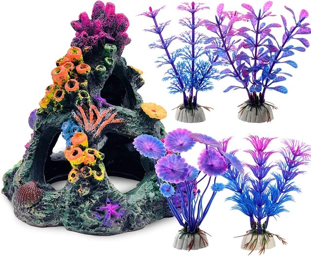 GSD Aquarium Colorful Coral Reef Set Fish Tank Decoration Mountain Ornament for