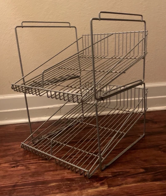 Vintage Mid Century 2 Stacking Rack Retail Wire Display Shelf Storage Organizer
