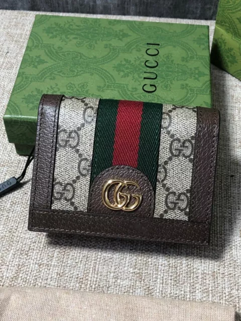 Gucci Ophidia GG Supreme Canvas Beige Card Case Mini Wallet