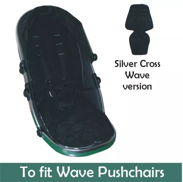 Jillyraff Padded  Seat Liner to fit Silver Cross Wave in Black Suedette