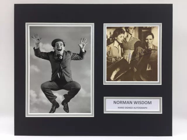 RARE Sir Norman Wisdom Signed Photo Display + COA AUTOGRAPH NORMAN PITKIN