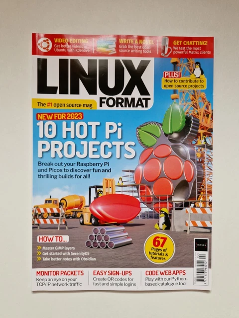 LINUX FORMAT MAGAZINE Open Source Raspberry Pi AMD Ryzen 7600X Robots ...